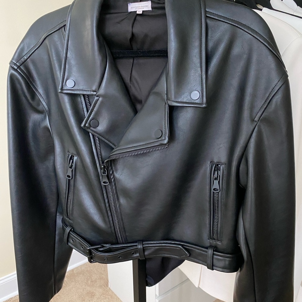 Mistress Rocks leather black jacket, size XS